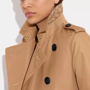 Coach Tan Trench Coat with Black Buttons